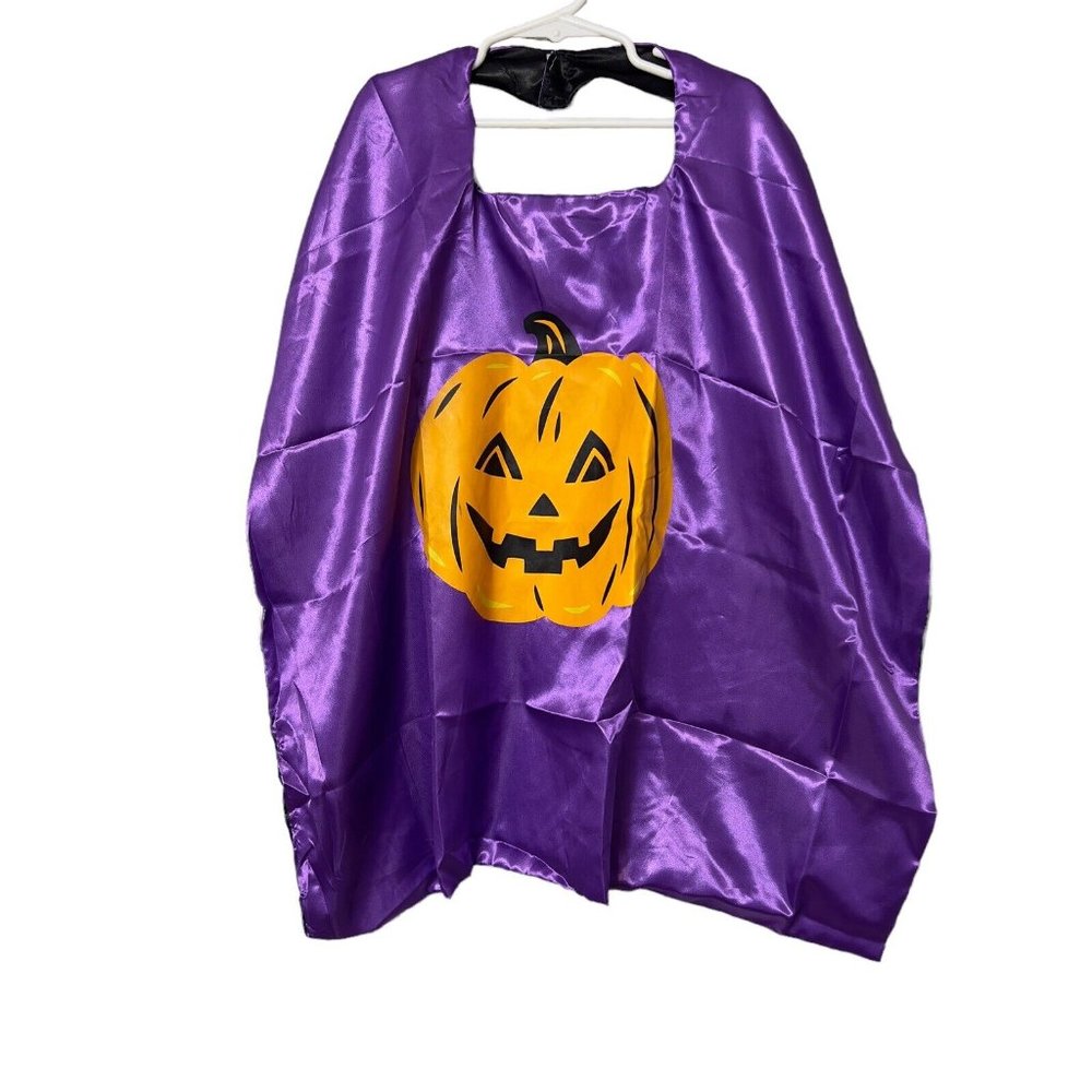 Silky Purple Black Halloween‎ Orange Pumpkin Child’s Cape Costume 28”x28”